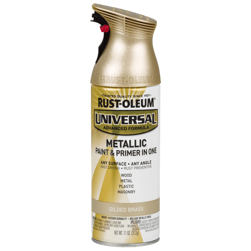 Rust-Oleum Universal 330504 Metallic Paint & Primer In One Spray, Gilded Brass, 11 oz.