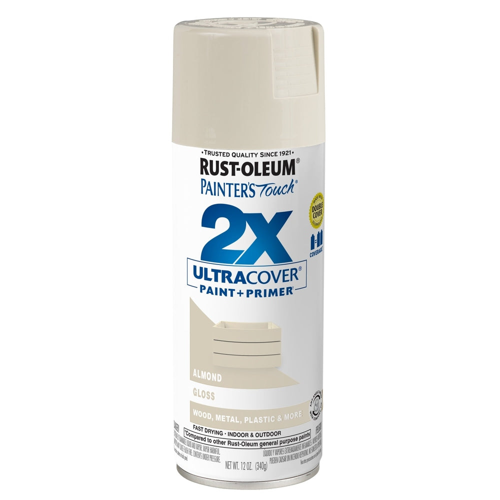Rust-Oleum Painter's Touch 334023 2X Ultra Cover Paint + Primer Enamel Spray, Gloss Almond, 12 oz.