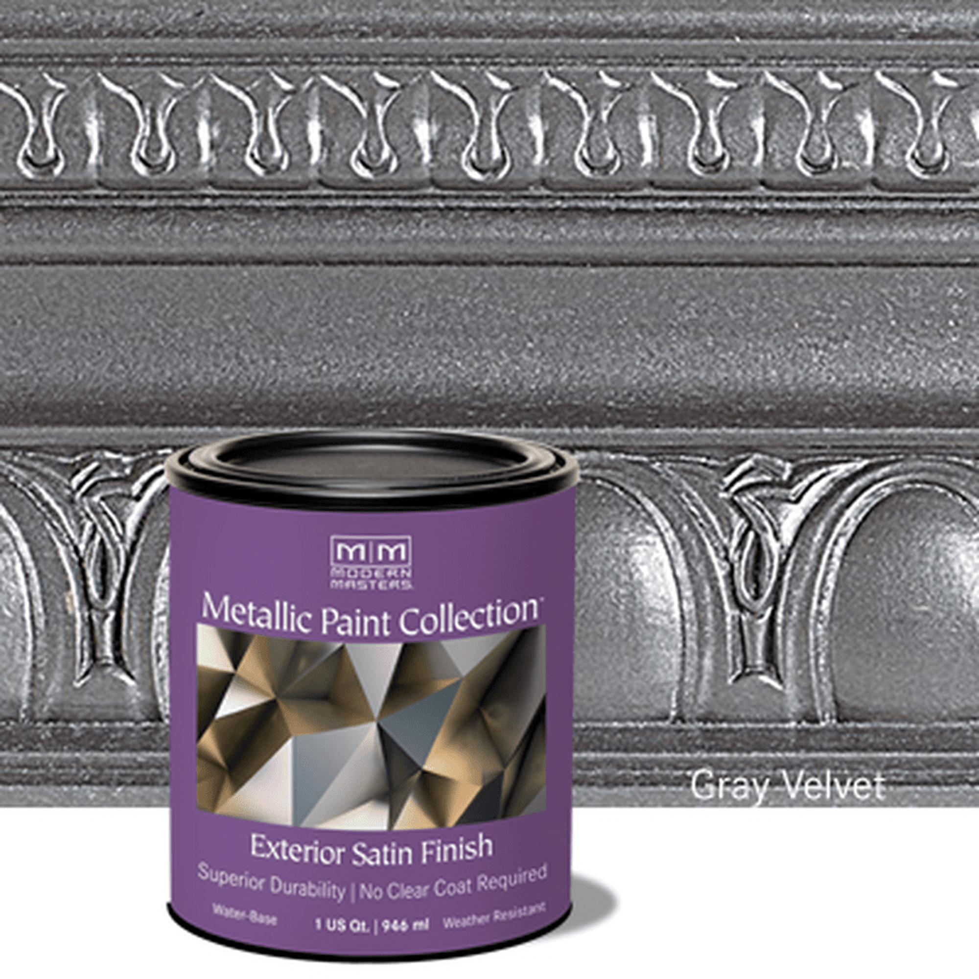 Rust-Oleum Modern Masters 337161 Exterior Metallic Paint Collection, Gray Velvet, 1 Quart (Case of 2)