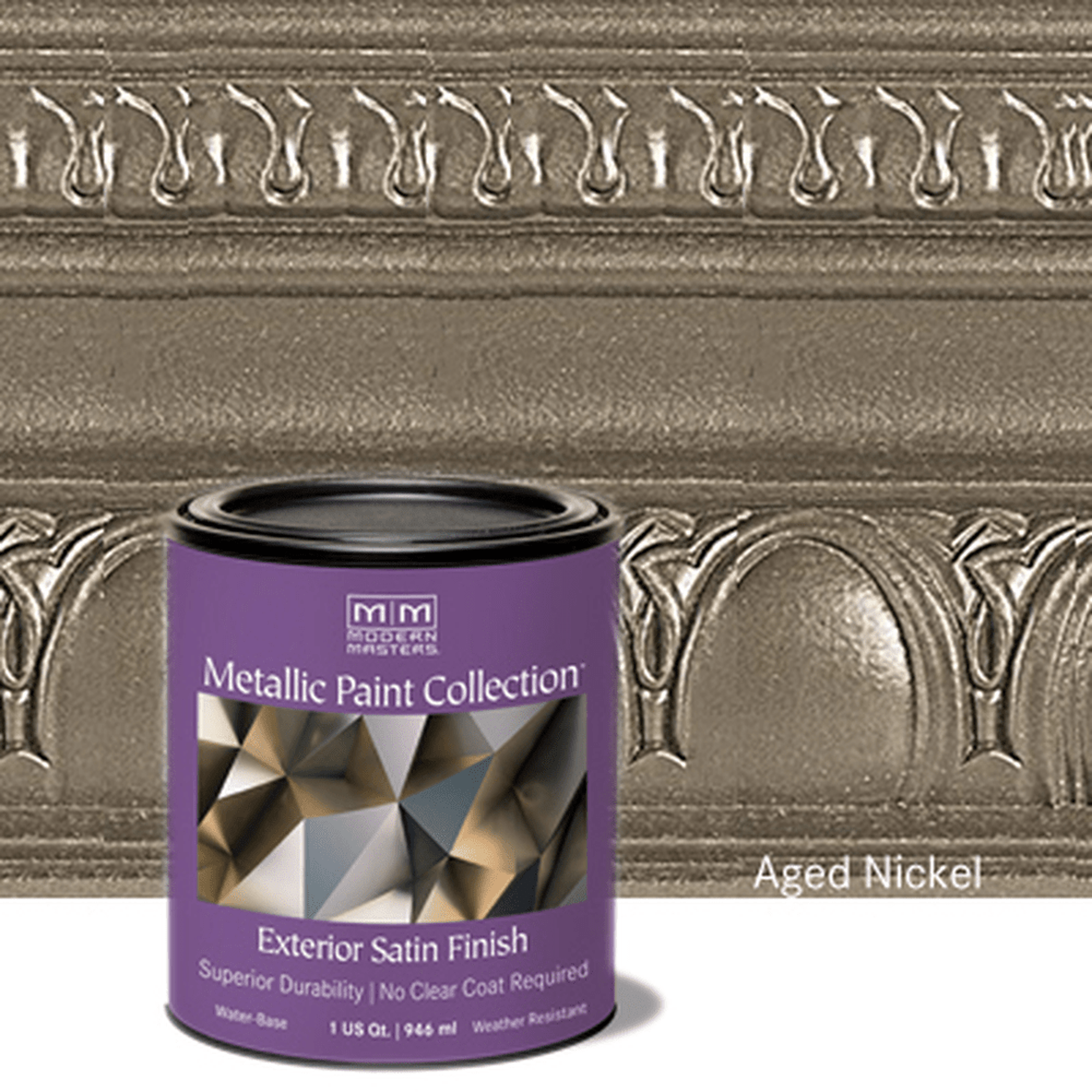 Rust-Oleum Modern Masters 337162 Exterior Metallic Paint Collection, Aged Nickel, 1 Quart (Case of 2)