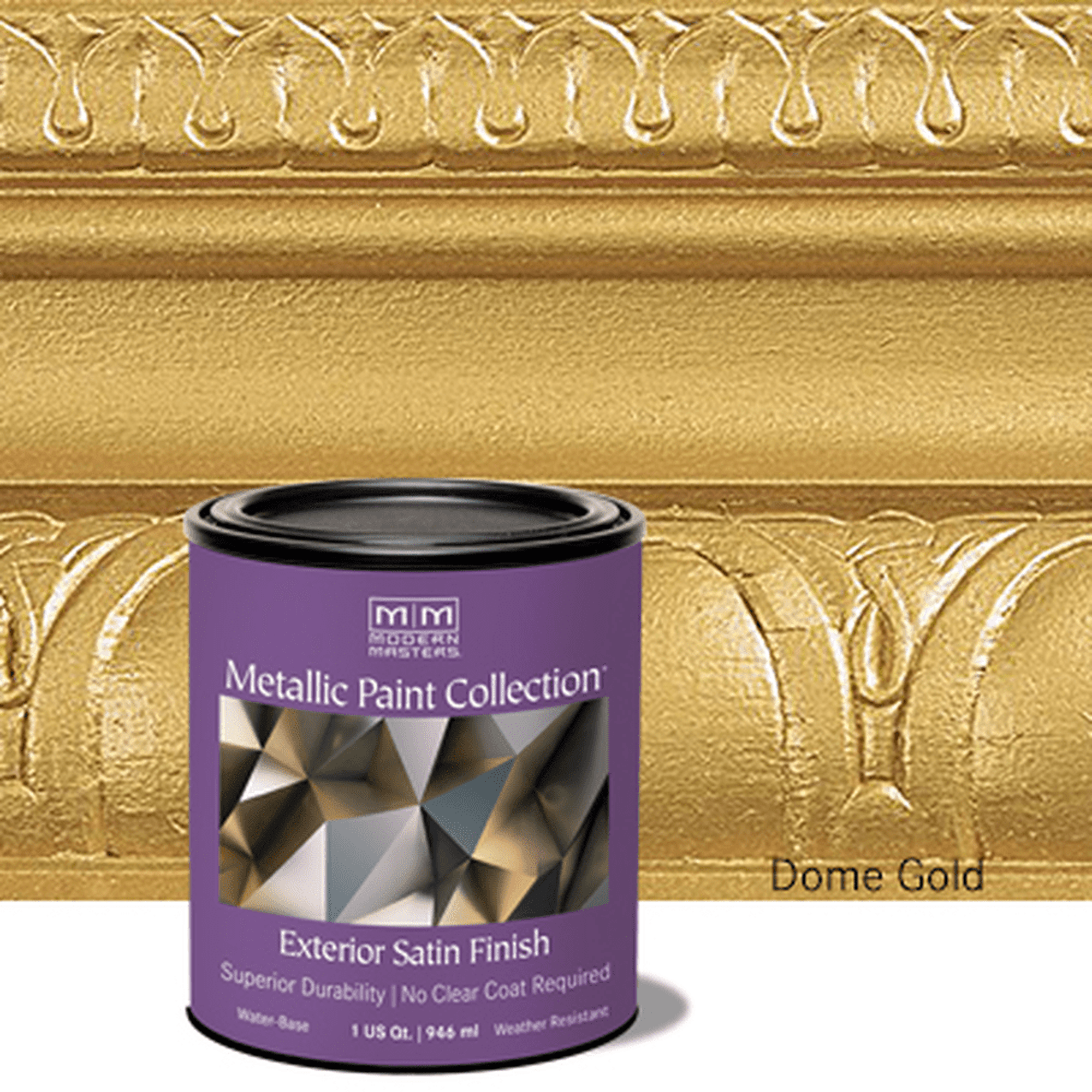 Rust-Oleum Modern Masters 337164 Exterior Metallic Paint Collection, Dome Gold, 1 Quart (Case of 2)