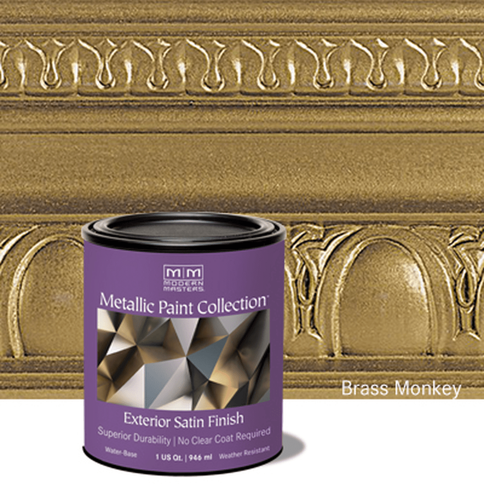 Rust-Oleum Modern Masters 337165 Exterior Metallic Paint Collection, Brass Monkey, 1 Quart (Case of 2)