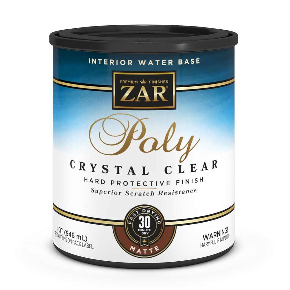 Sika 832675 Zar Interior Water Base Poly Crystal Clear, One Quart, Clear Matte