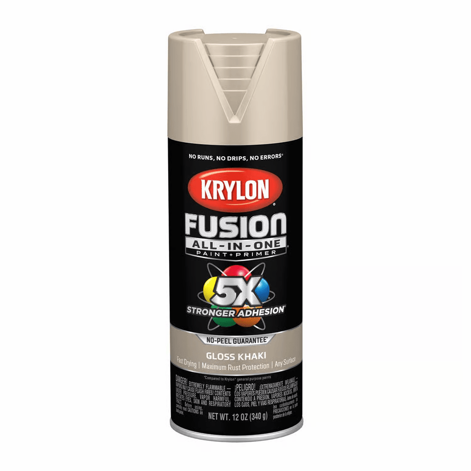 Krylon K02713007 Fusion All-in-One Spray Paint, Gloss Khaki, 12 oz.