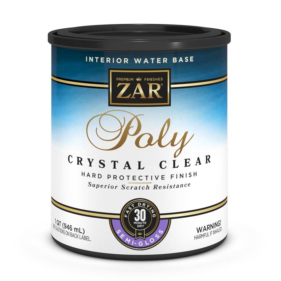 Sika 832676 Zar Interior Water Base Poly Crystal Clear, One Quart, Clear Semi-Gloss