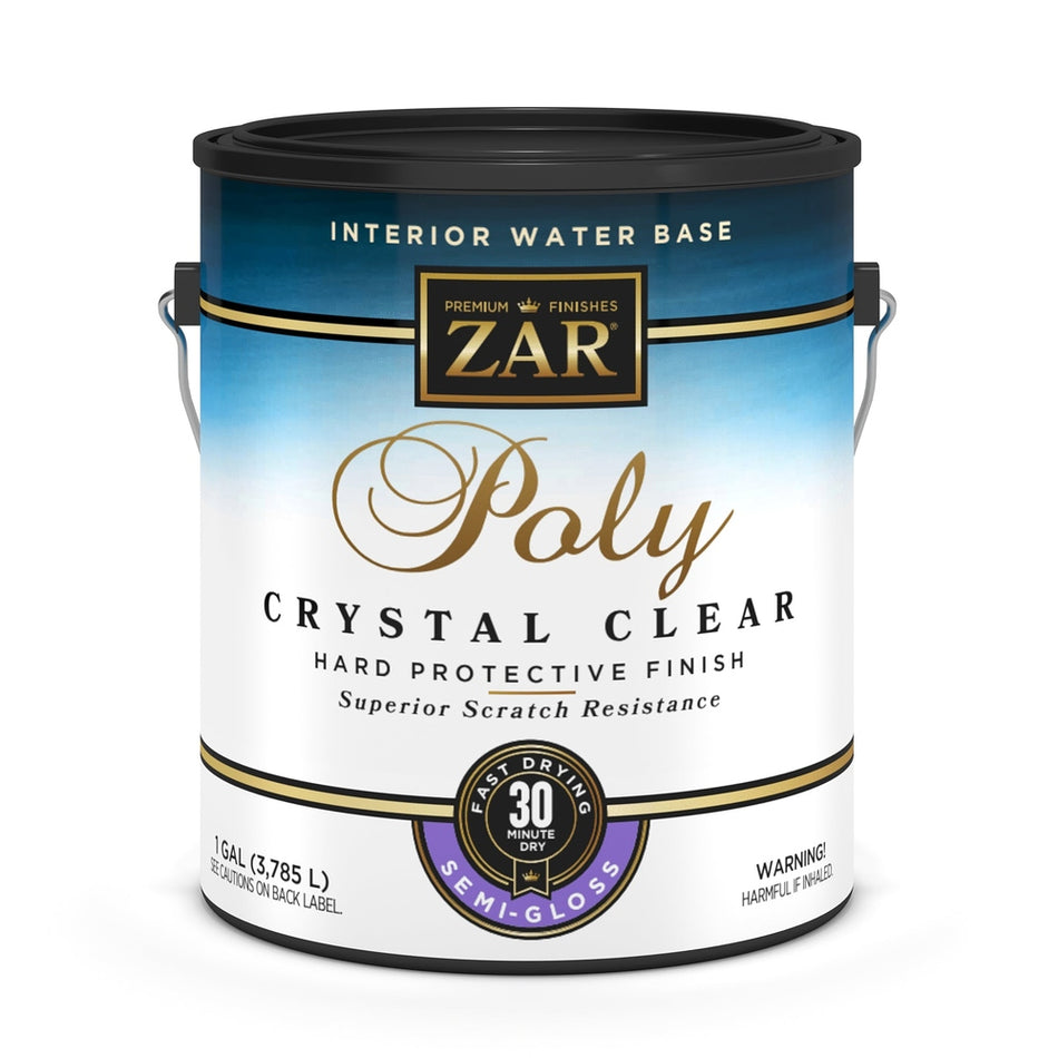Sika 832678 Zar Interior Water Base Poly Crystal Clear, One Gallon, Clear Semi-Gloss