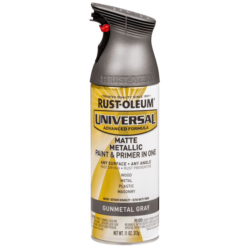 Rust-Oleum Universal 353091 Matte Metallic Paint & Primer In One Spray, Gunmetal Gray, 11 oz.