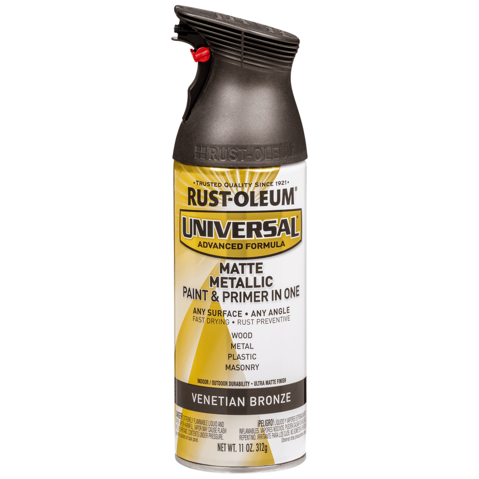 Rust-Oleum Universal 353092 Matte Metallic Paint & Primer In One Spray, Venetian Bronze, 11 oz.