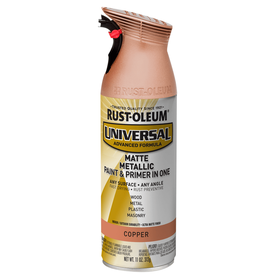 Rust-Oleum Universal 365352 Matte Metallic Paint & Primer In One Spray, Copper, 11 oz.