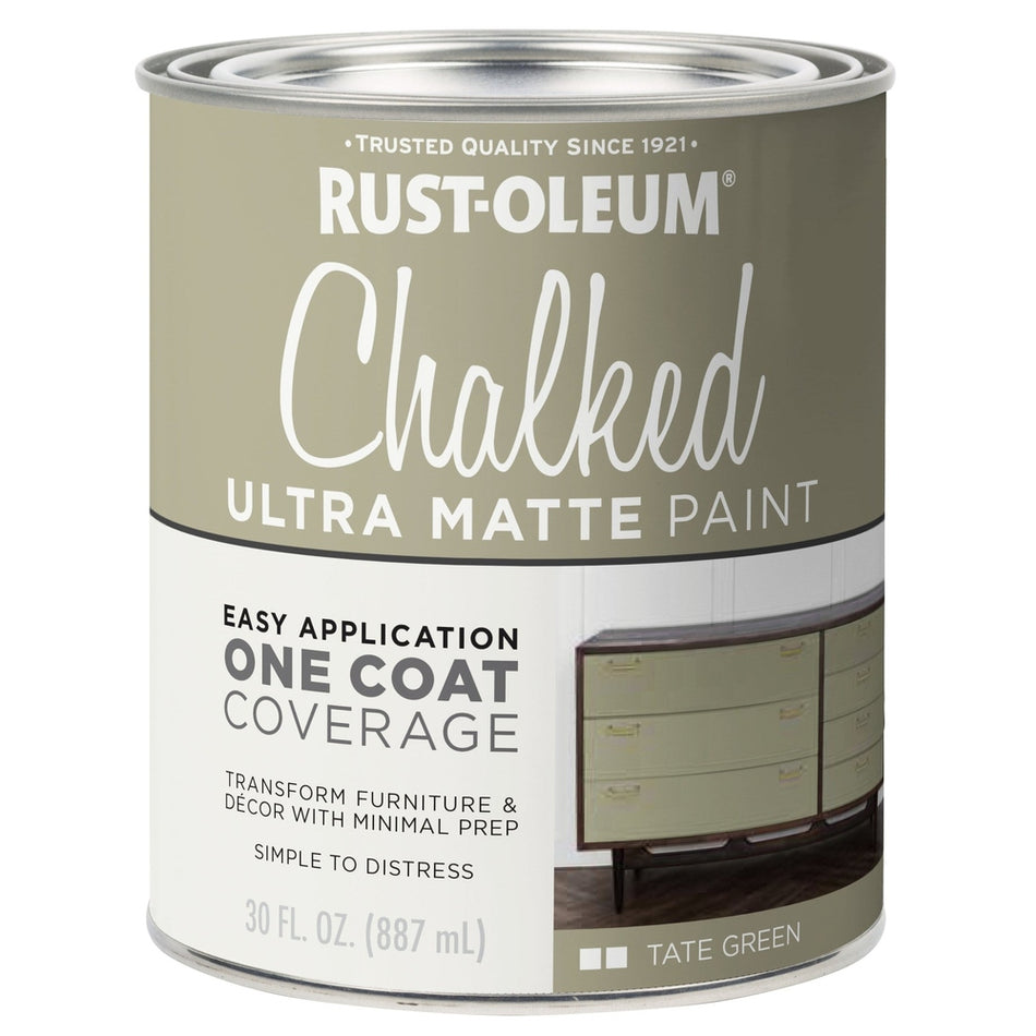 Rust-Oleum Chalked 371674 Ultra Matte Paint, Tate Green, 30 fl. oz.
