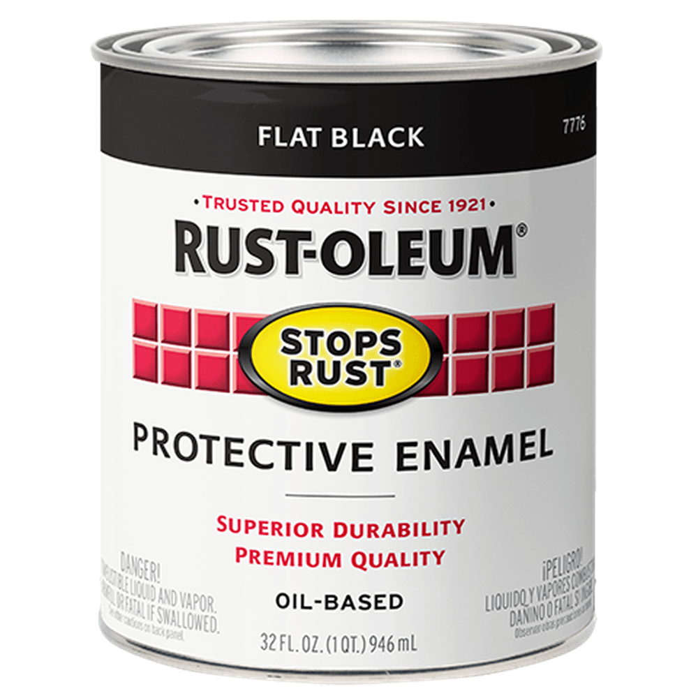 Rust-Oleum Stops Rust 7776502 Protective Enamel, Flat Black, 1 Quart