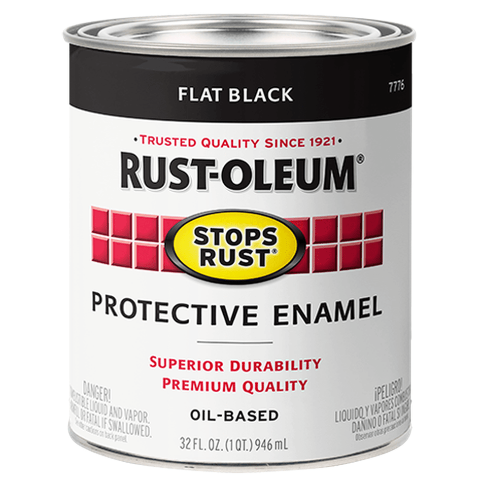 Rust-Oleum Stops Rust 7776502 Protective Enamel, Flat Black, 1 Quart