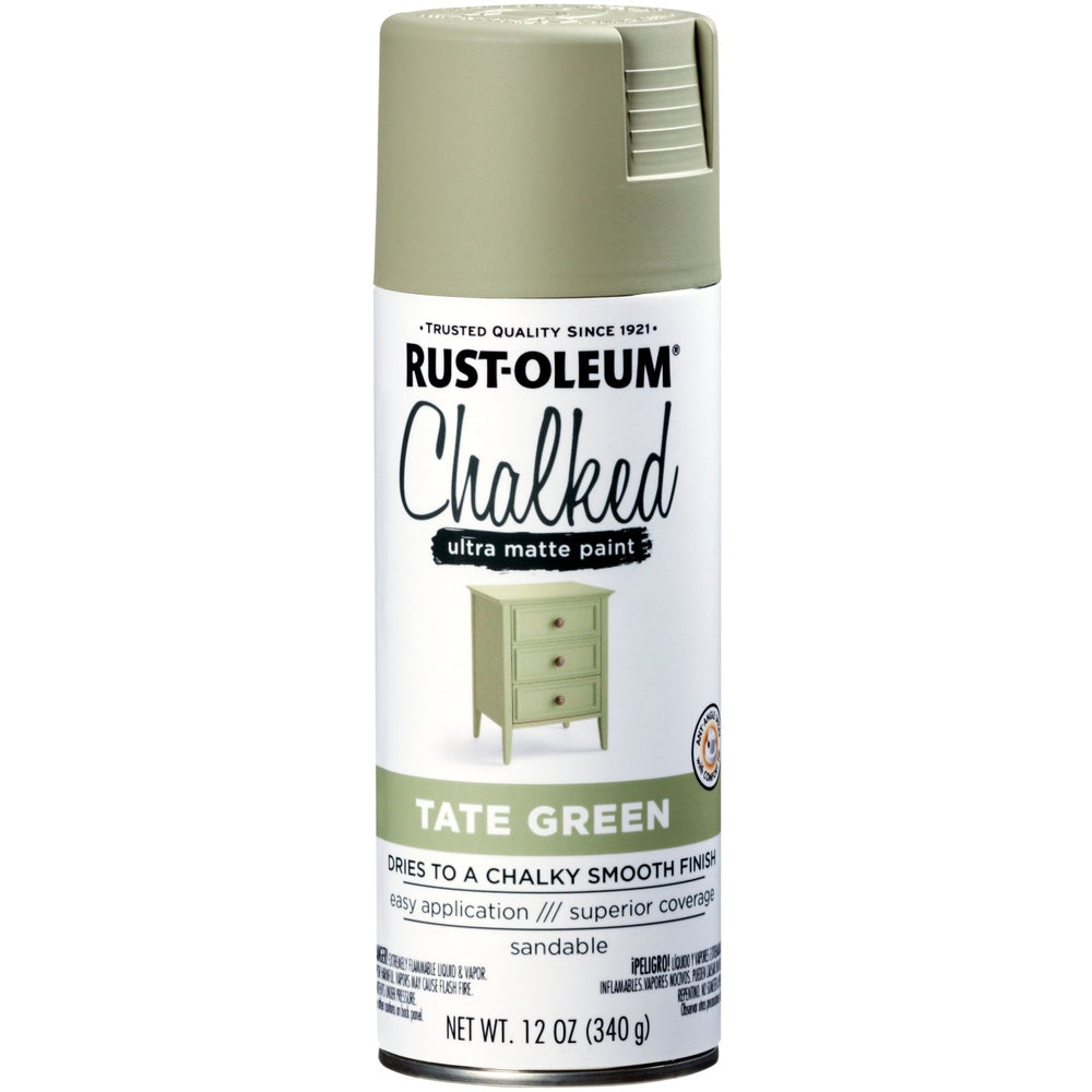 Rust-Oleum Chalked 374163 Ultra Matte Paint, Tate Green, 12 oz.
