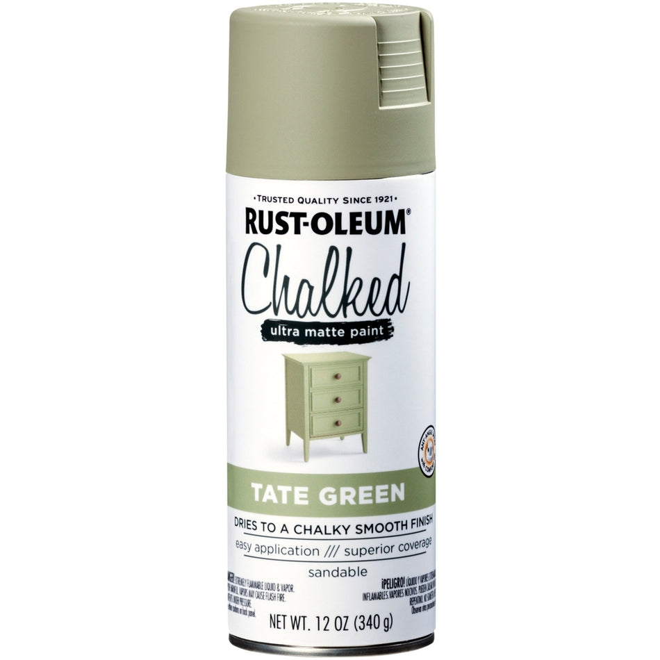 Rust-Oleum Chalked 374163 Ultra Matte Paint, Tate Green, 12 oz.