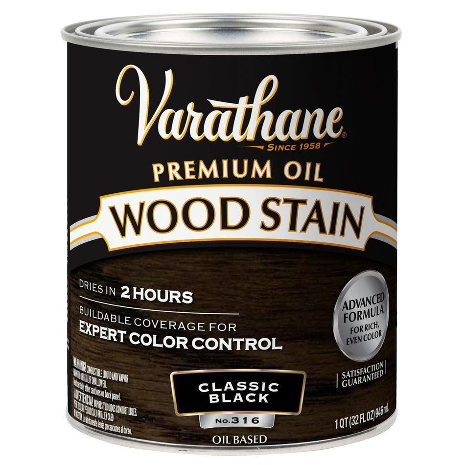 Rust-Oleum Varathane 381112 Premium Oil Wood Stain, 1 Quart, Classic Black