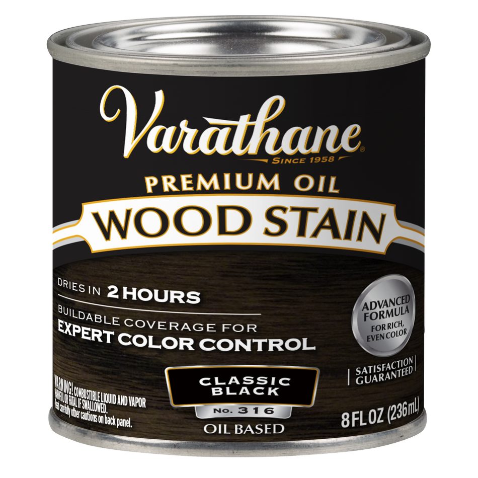 Varathane Premium Oil-Based Interior Wood Stain – Classic Black, 8 fl oz