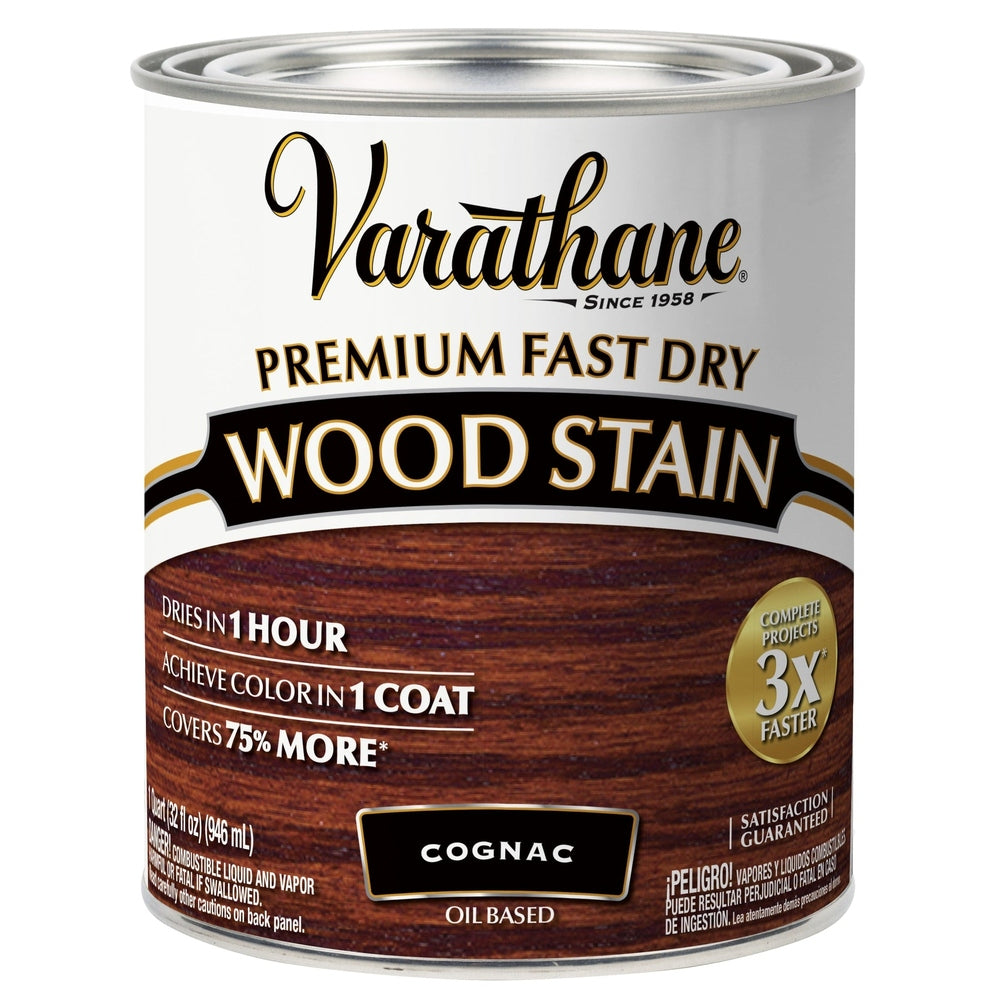 Rust-Oleum Varathane 384350 Premium Fast Dry Wood Stain, Cognac, 1 Quart