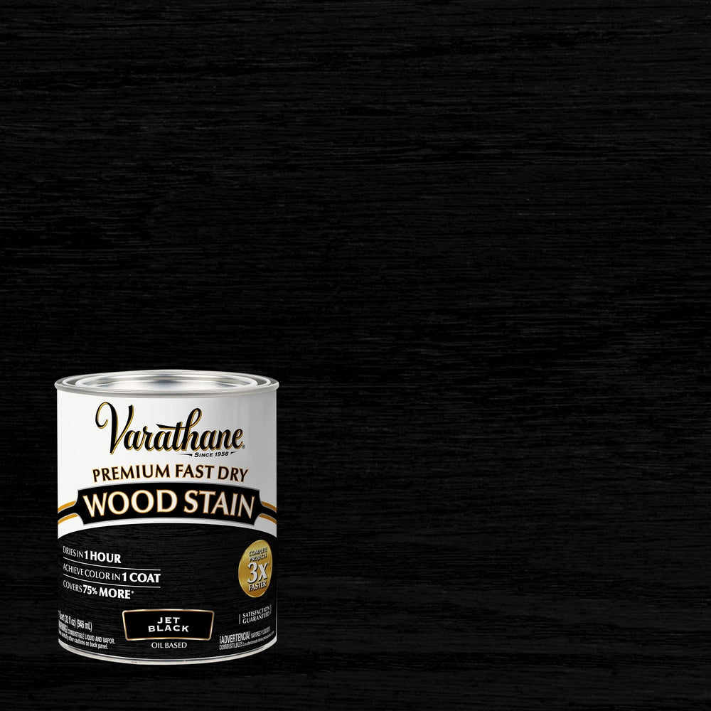 Rust-Oleum Varathane 386358 Premium Fast Dry Wood Stain, Jet Black, 1 Quart