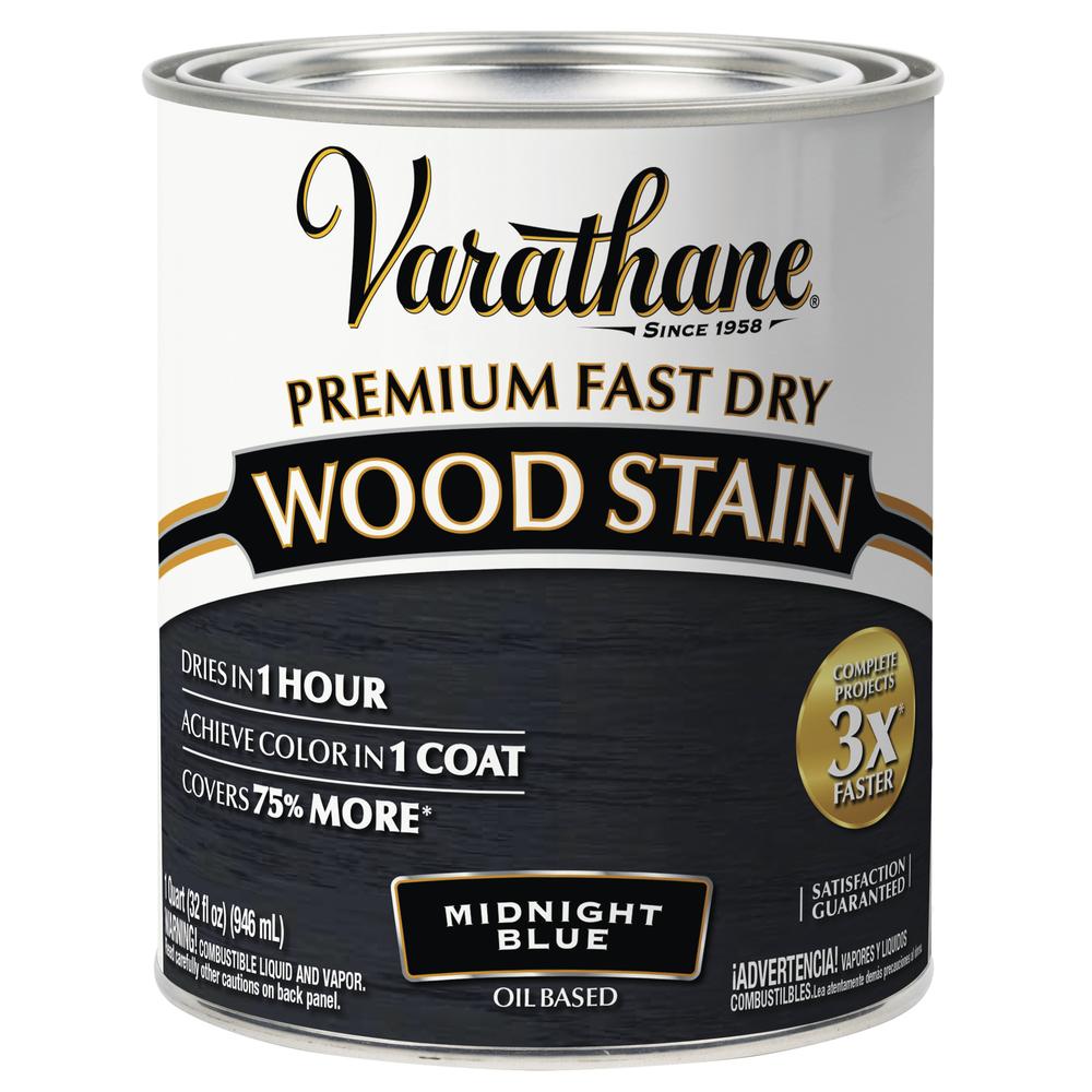 Rust-Oleum Varathane 386359 Premium Fast Dry Wood Stain, Midnight Blue, 1 Quart