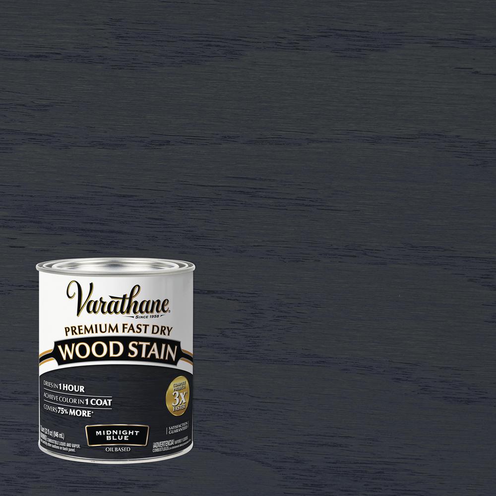 Rust-Oleum Varathane 386359 Premium Fast Dry Wood Stain, Midnight Blue, 1 Quart