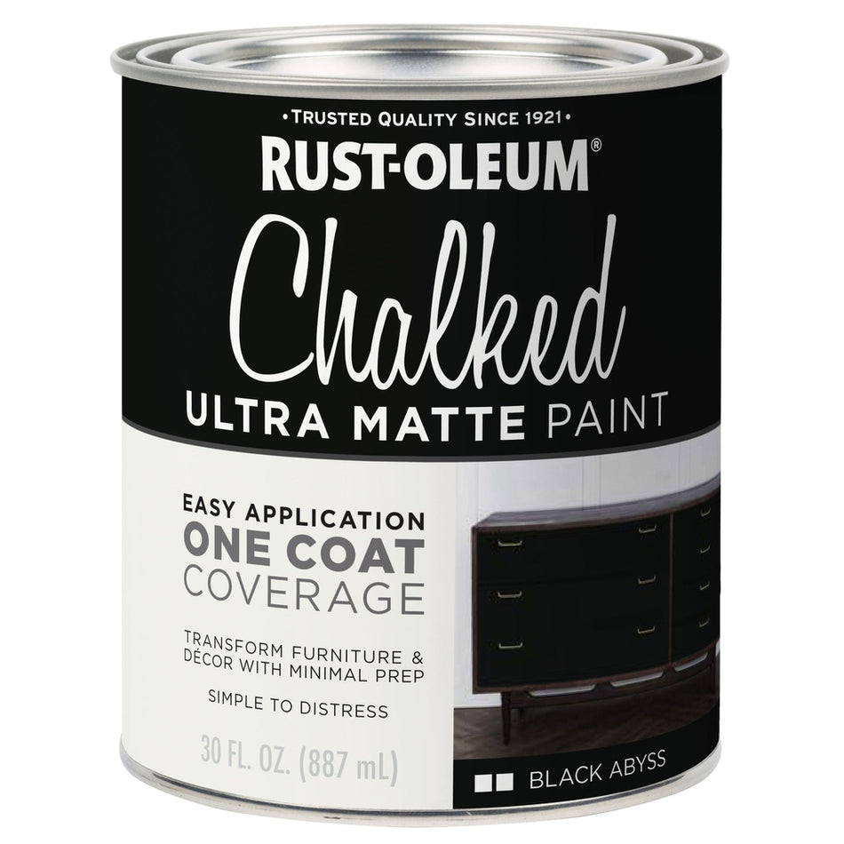 Rust-Oleum Chalked 391444 Ultra Matte Paint, Black Abyss, 30 fl. oz.
