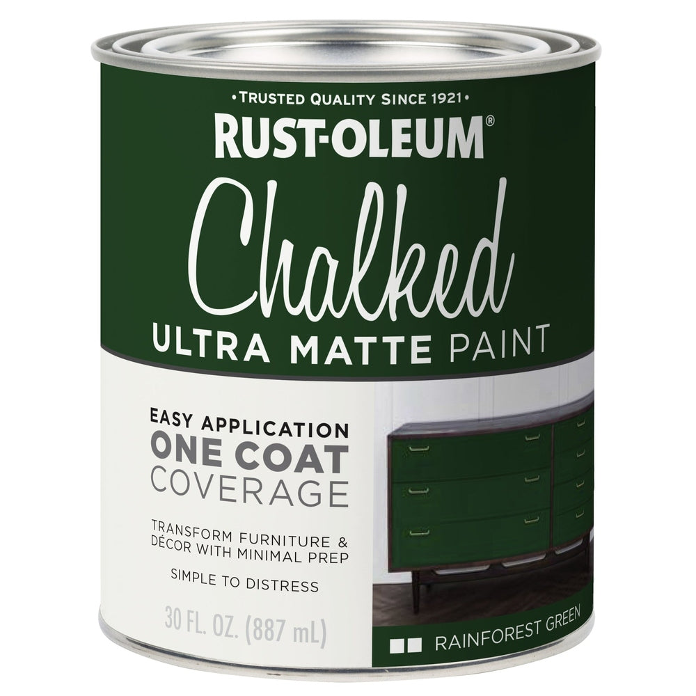 Rust-Oleum Chalked 391445 Ultra Matte Paint, Rainforest Green, 30 fl. oz.