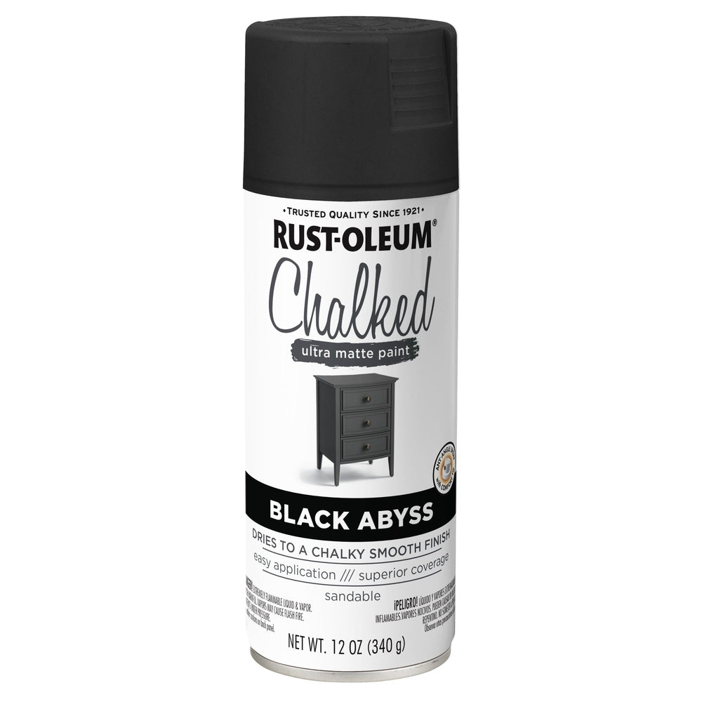 Rust-Oleum Chalked 392046 Ultra Matte Paint, Black Abyss, 12 oz.