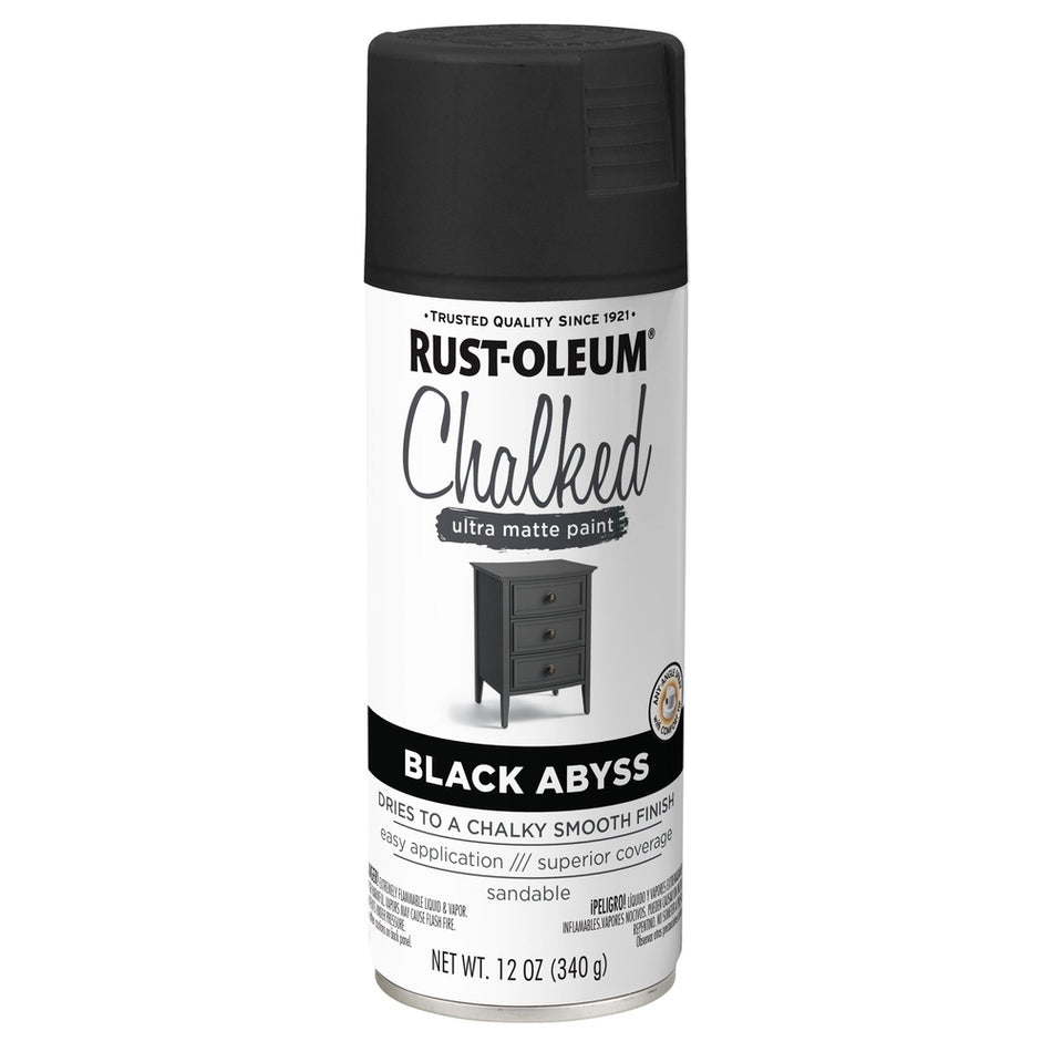 Rust-Oleum Chalked 392046 Ultra Matte Paint, Black Abyss, 12 oz.