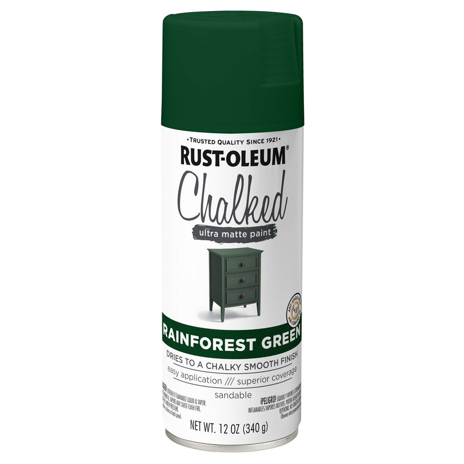 Rust-Oleum Chalked 392078 Ultra Matte Paint, Rainforest Green, 12 oz.
