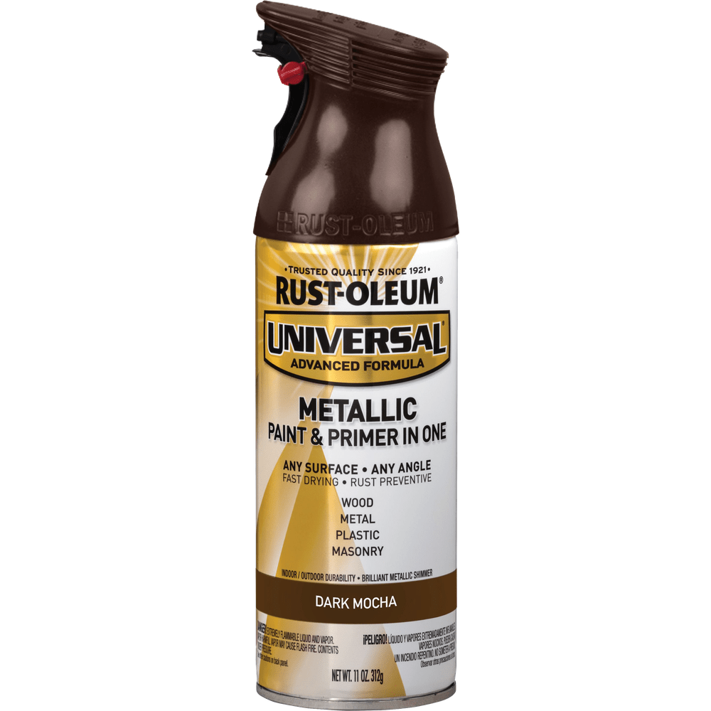 Rust-Oleum Universal 393418 Metallic Paint & Primer In One Spray, Dark Mocha, 11 oz.