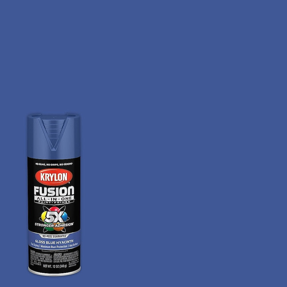 Krylon K02703007 Fusion All-in-One Spray Paint, Gloss Blue Hyacinth, 12 oz.