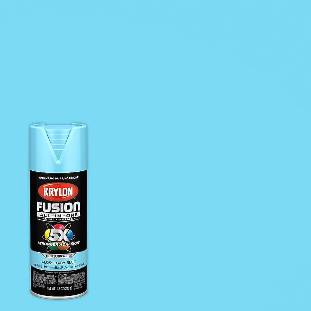 Krylon K02840007 Fusion All-in-One Spray Paint, Gloss Baby Blue, 12 oz.