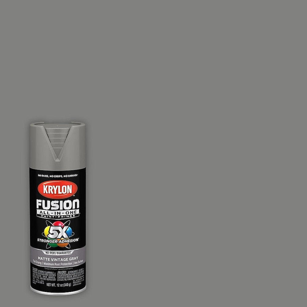 Krylon K02910007 Fusion All-in-One Spray Paint, Matte Vintage Gray, 12 oz.