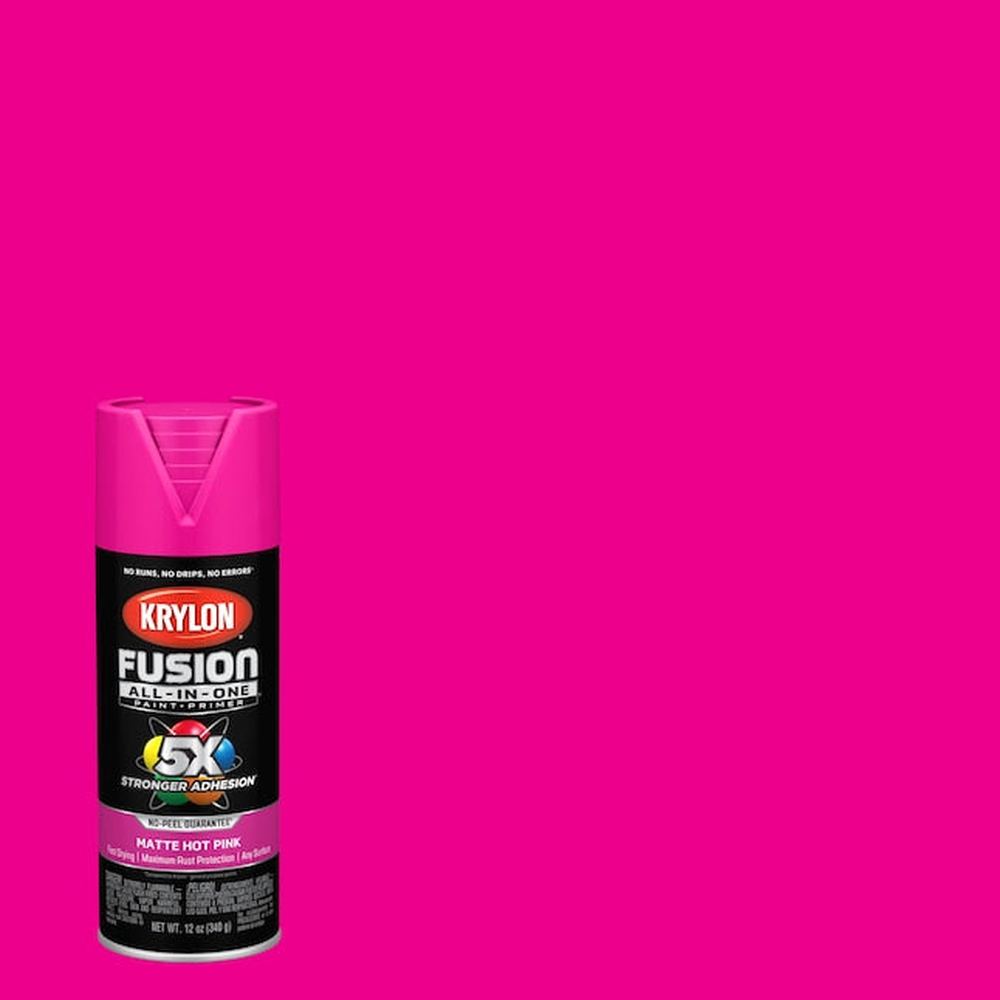 Krylon K02915007 Fusion All-in-One Spray Paint, Matte Hot Pink, 12 oz.
