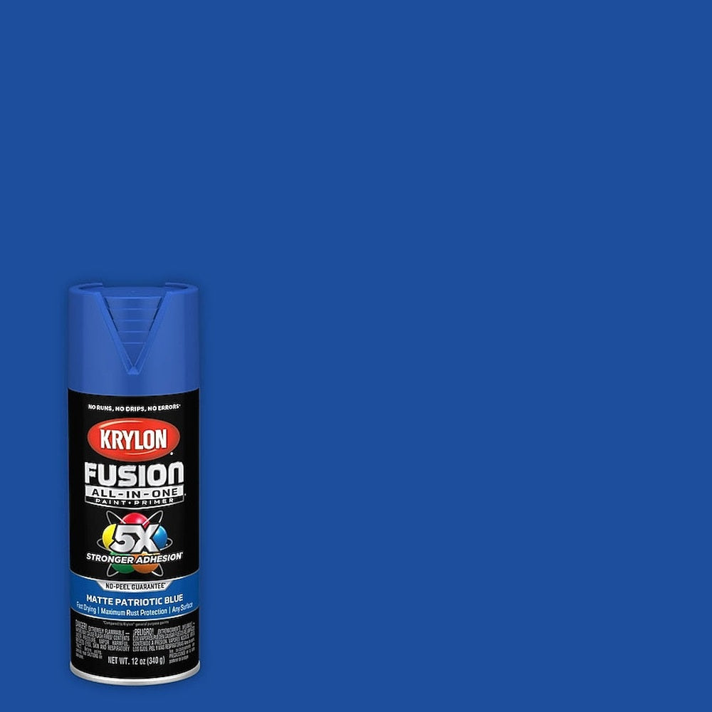Krylon K02916007 Fusion All-in-One Spray Paint, Matte Patriotic Blue, 12 oz.