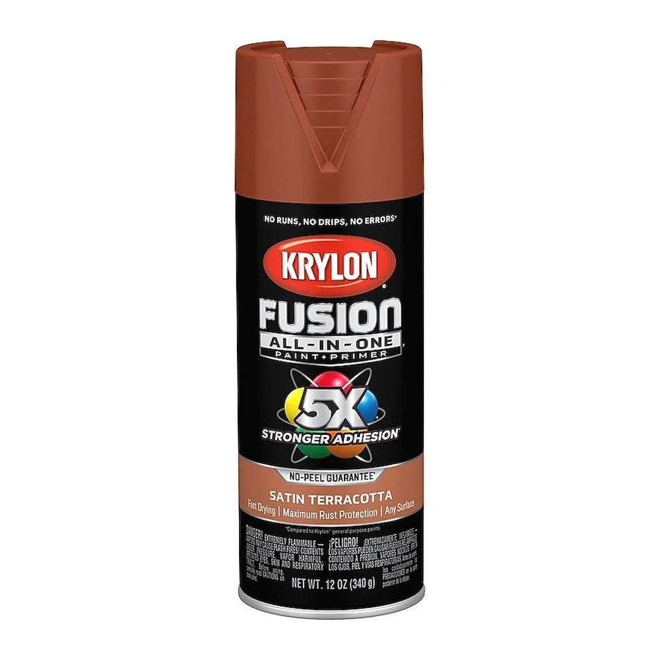 Krylon K02752007 Fusion All-in-One Spray Paint, Satin Terracotta, 12 oz.