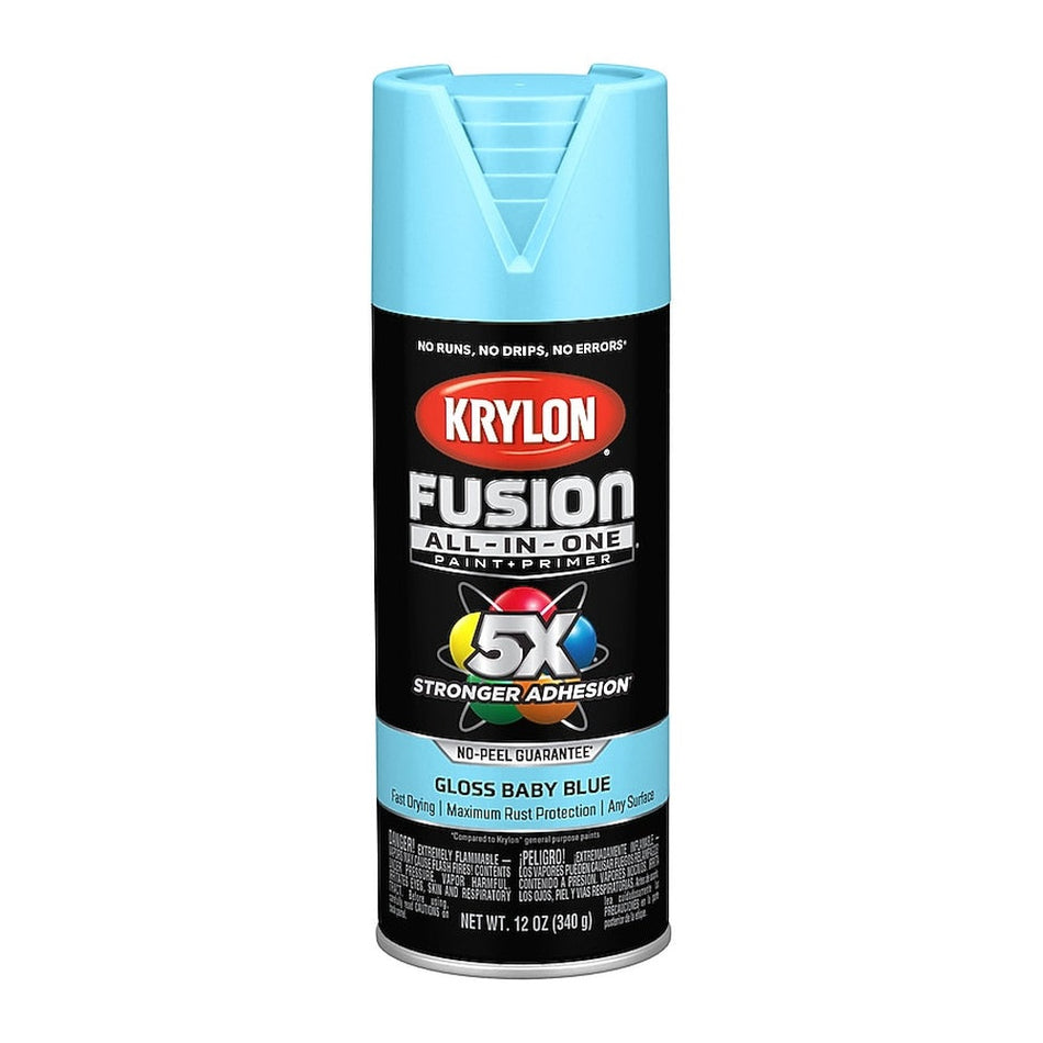 Krylon K02840007 Fusion All-in-One Spray Paint, Gloss Baby Blue, 12 oz.