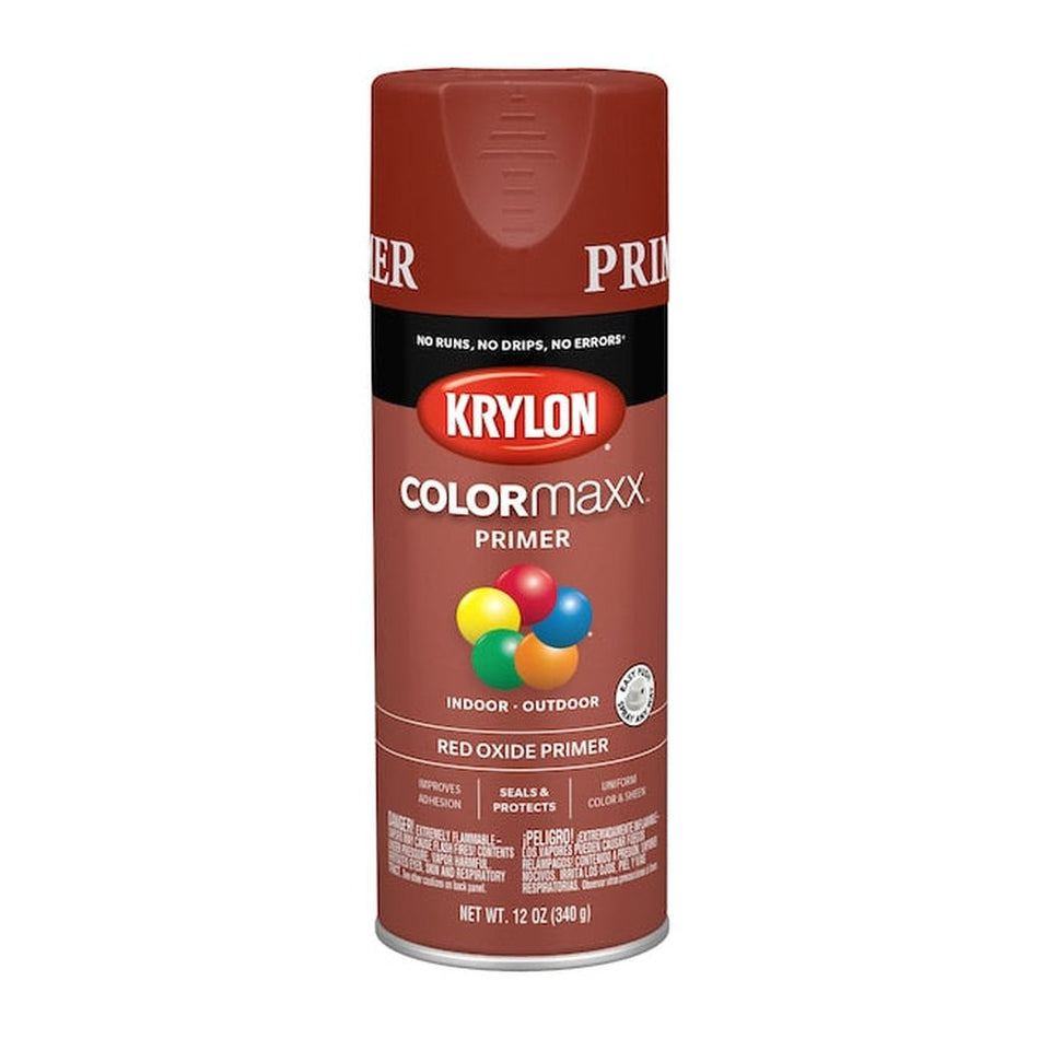 Krylon K05583007 COLORmaxx Primer, Flat Red Oxide, 12 oz.