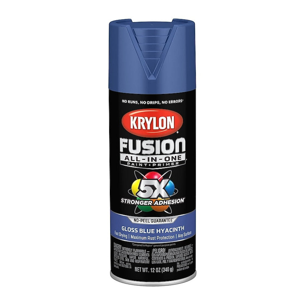 Krylon K02703007 Fusion All-in-One Spray Paint, Gloss Blue Hyacinth, 12 oz.