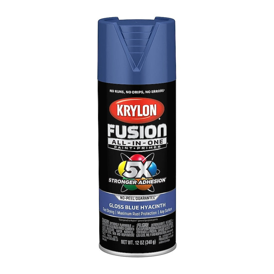 Krylon K02703007 Fusion All-in-One Spray Paint, Gloss Blue Hyacinth, 12 oz.