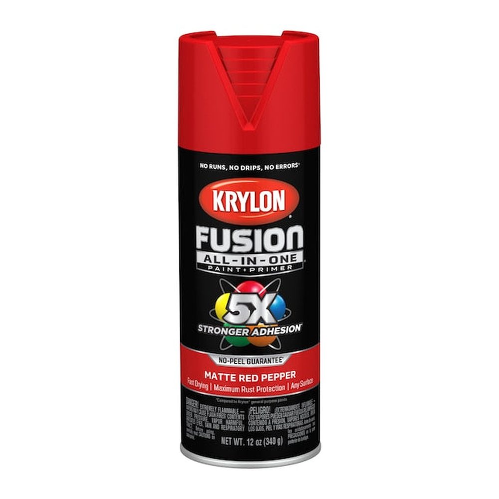 Krylon K02913007 Fusion All-in-One Spray Paint, Matte Red Pepper, 12 oz.