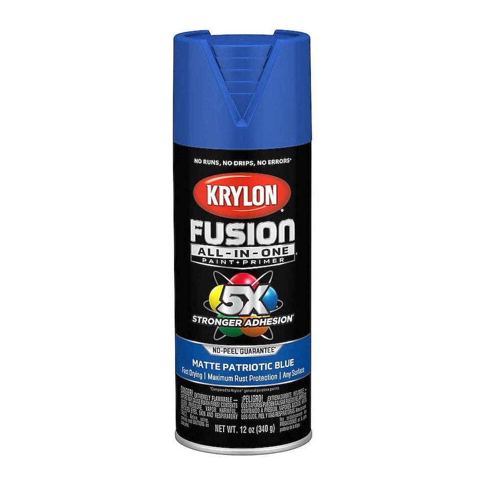 Krylon K02916007 Fusion All-in-One Spray Paint, Matte Patriotic Blue, 12 oz.