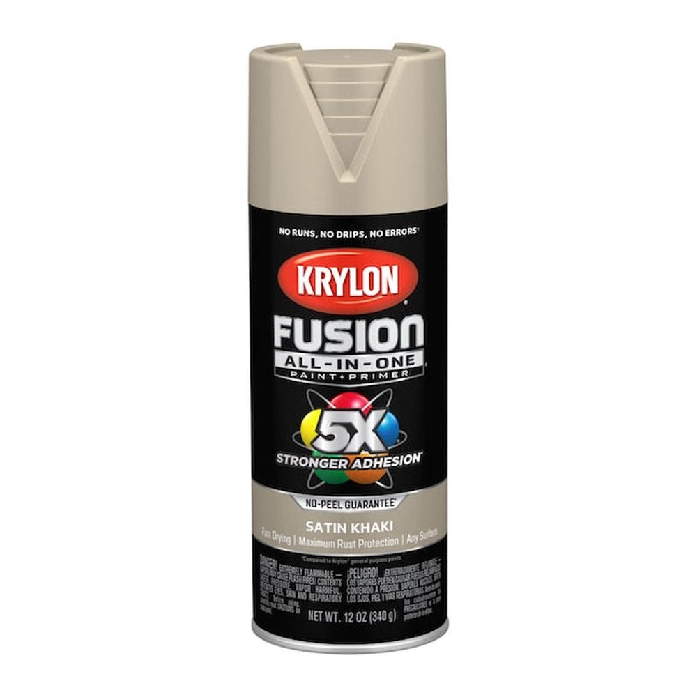 Krylon K02740007 Fusion All-in-One Spray Paint, Satin Khaki, 12 oz.