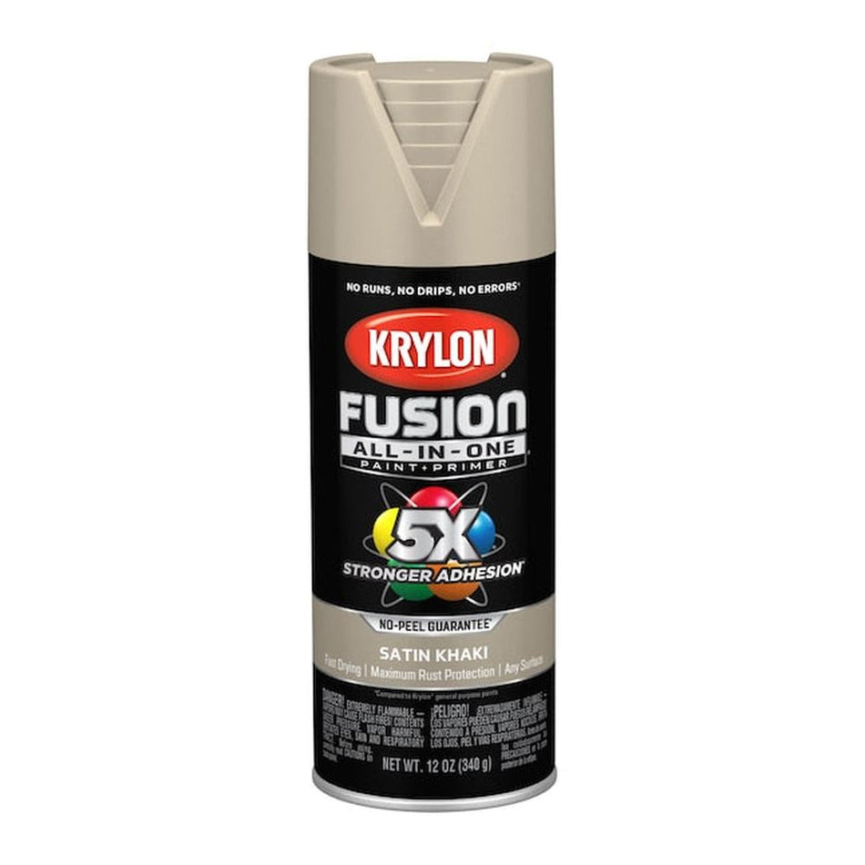 Krylon K02740007 Fusion All-in-One Spray Paint, Satin Khaki, 12 oz.