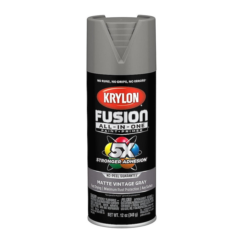 Krylon K02910007 Fusion All-in-One Spray Paint, Matte Vintage Gray, 12 oz.