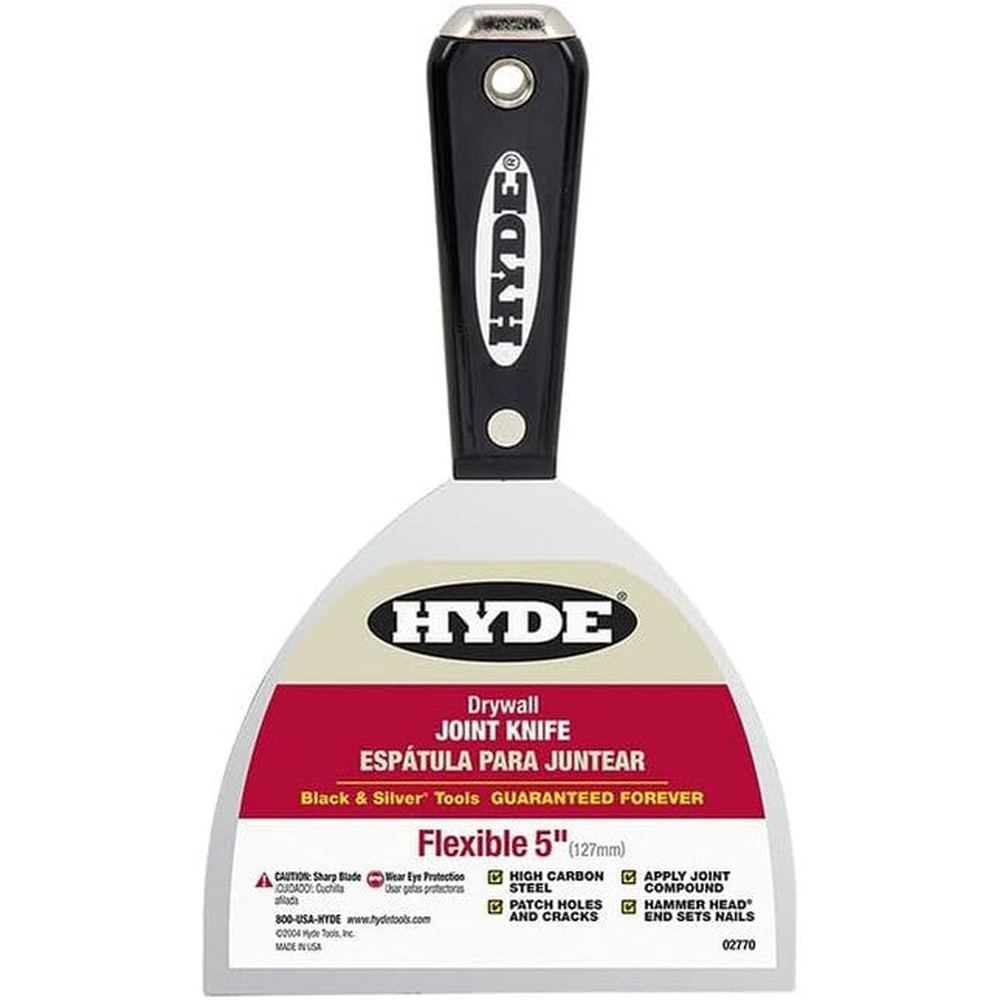 Hyde Tools 02770 5" Flexible Black & Silver Joint Knife With Hammer Head