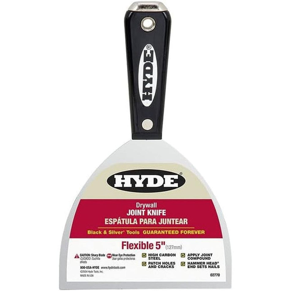 Hyde Tools 02770 5" Flexible Black & Silver Joint Knife With Hammer Head