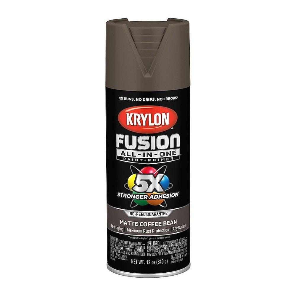 Krylon K02900007 Fusion All-in-One Spray Paint, Matte Coffee Bean, 12 oz.