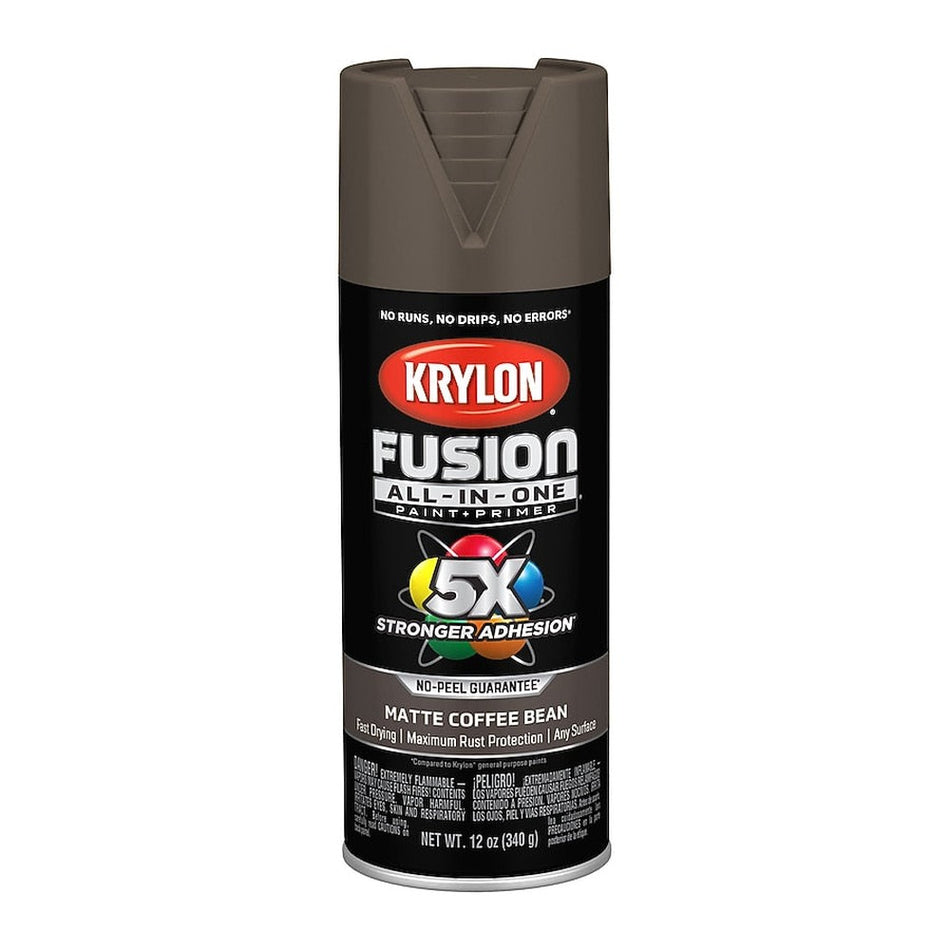 Krylon K02900007 Fusion All-in-One Spray Paint, Matte Coffee Bean, 12 oz.