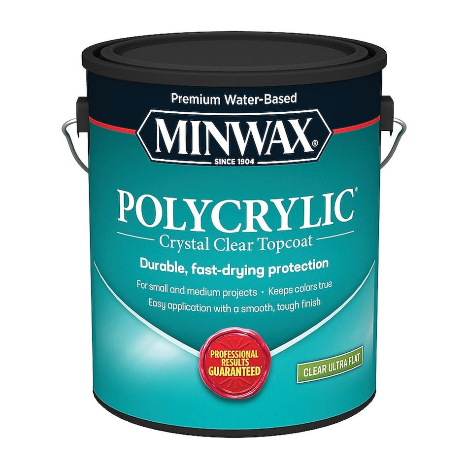 Minwax 111110000 1 Gallon Clear Ultra Flat Water Based Polycrylic Protective Finish